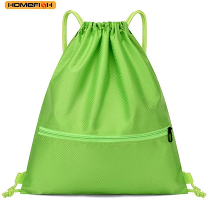 HOMEFISH Men Women Lightweight Drawstring Bag, Sports Fitness Outdoor Leisure Backpack with Zipper