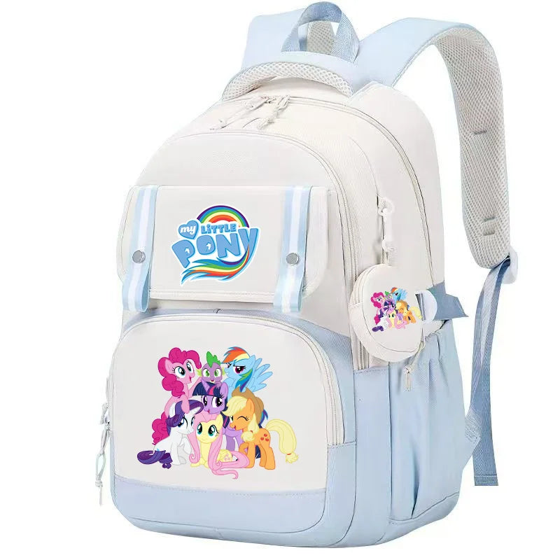 My Little Pony Large Capacity Backpack Cartoon Daypack Travel Commute Knapsack Schoolbag for Kids Girls Mochila With Coin Purse