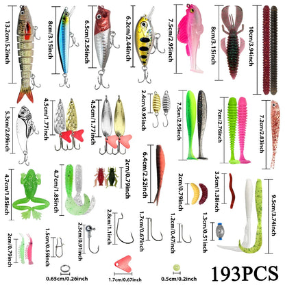 84/107pcs Fishing Lure Kit Soft and Hard Bait Set Gear Layer Metal Jig Spoon For Bass Pike Crank Tackle Accessories with Box
