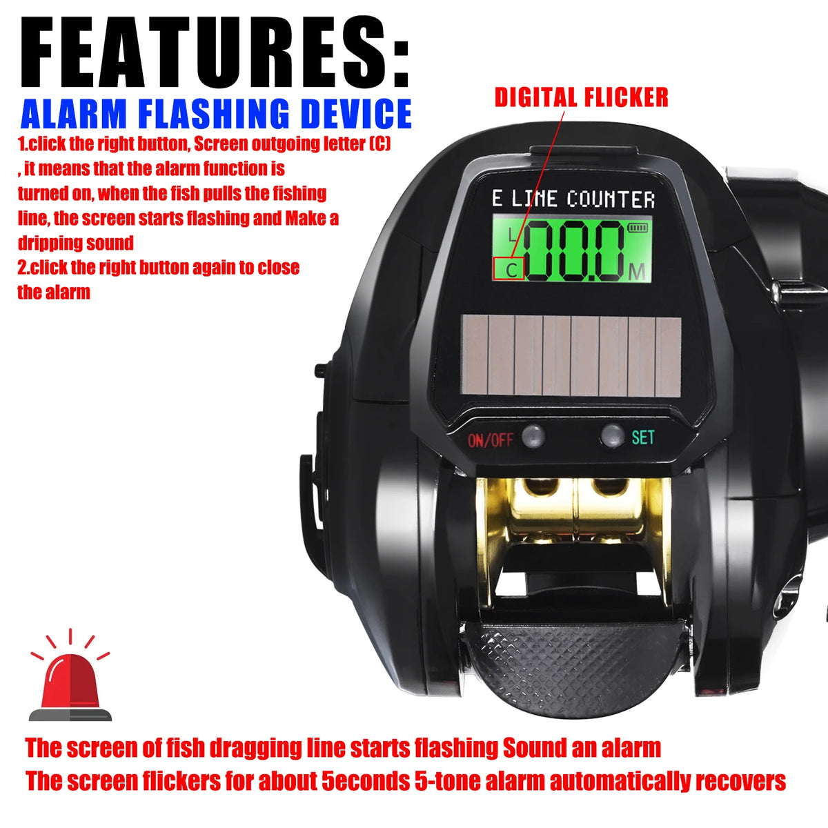 Electronic Baitcasting Reel with LED Line Counter Screen