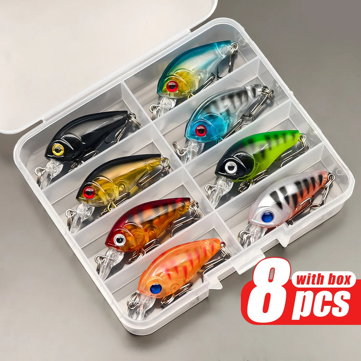 8pcs Crank Bait Minnow Fishing Lure Set Floating Artificial Bait Topwater Fishing Bait