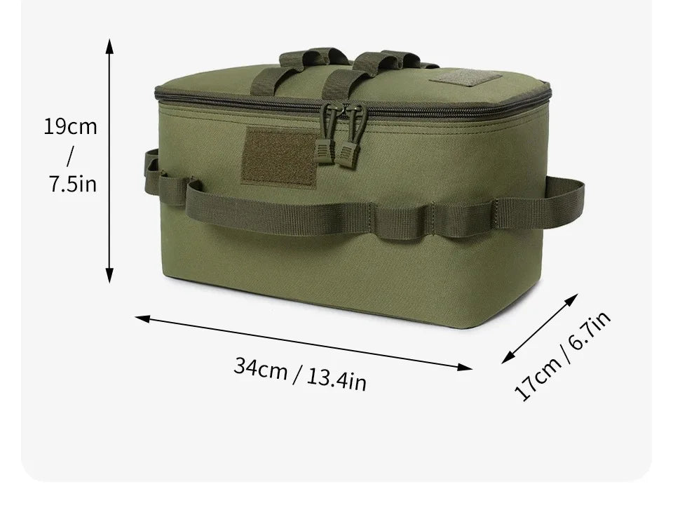Large Capacity Outdoor Camping Storage Bag - Ground Nail Tool Bag with Picnic Cookware Utensils Kit Gas Canister Organizer