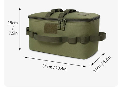 Large Capacity Outdoor Camping Storage Bag - Ground Nail Tool Bag with Picnic Cookware Utensils Kit Gas Canister Organizer