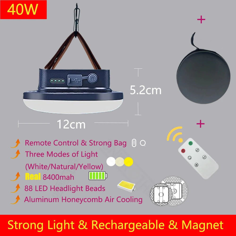 Remove Control Camping Lantern Outdoor Camping Light Rechargeable Flashlight Strong Light Portable Lanterns Power Bank Tent Lamp