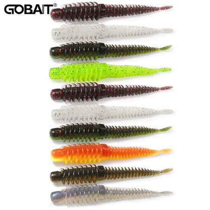 10PCS Soft Lures 6.5cm 7.5cm 8.5cm Thread TPE Worm Jig Hook Carp Fishing Tackle Pesca Swimbait Gear Fishy Flavor Kit Bait