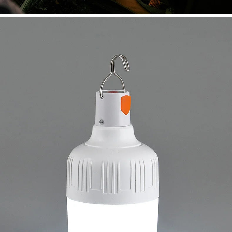 2PCS USB Rechargeable LED Bulb with Hook Portable Emergency Light for Outdoor Camping Fishing Hiking Security