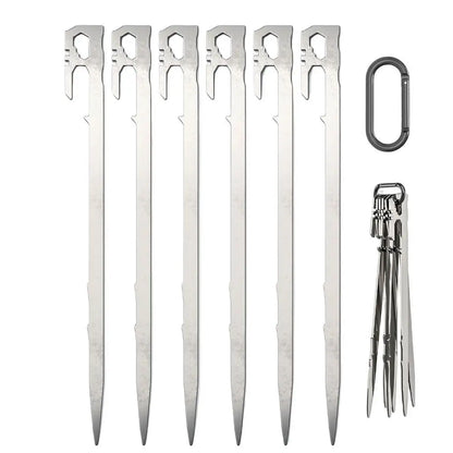 Camping Tent Stakes 6Pcs Canopy Tent Pegs 28cm Stainless Steel Garden Ground Nail Beach Awnings Hammock Trampoline Accessories