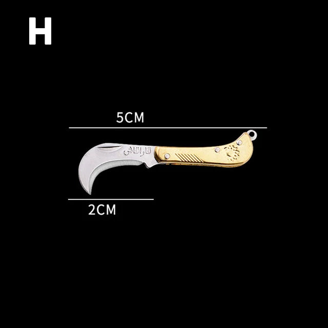 5cm Acrylic Mini Folding Knife Pendant Brass Wood Keychains Sharp Small Blade Portable Hanging Outdoor Camping Unboxing Knife