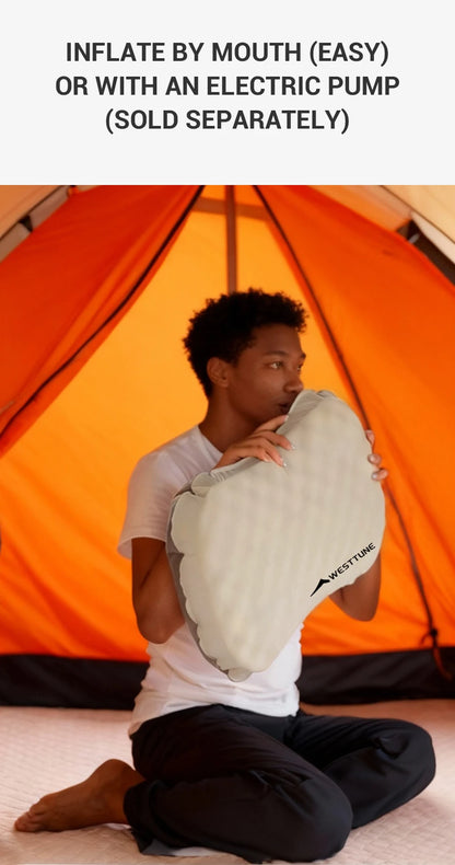 WESTTUNE Camping Inflatable Pillow Portable Compressible Folding Ice Sillky Pillow Outdoor Travel Pillow for Neck Lumbar Support