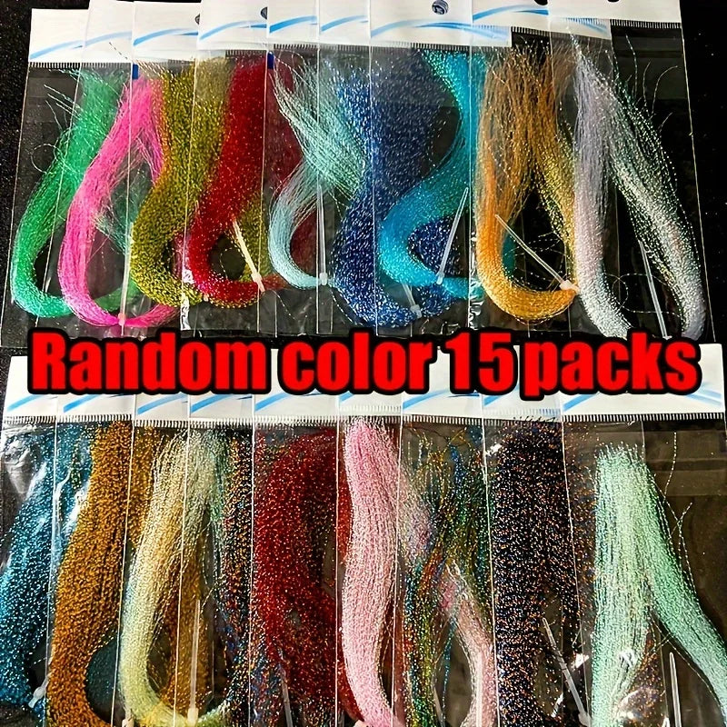 TAKBAS Crystal Flash Fly Tying Kit (15 Pack)