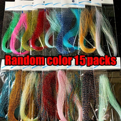 TAKBAS Crystal Flash Fly Tying Kit (15 Pack)