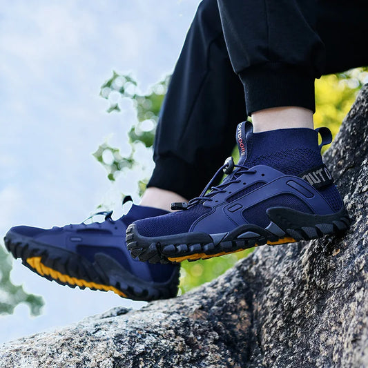 Men’s Wading Hiking Sneakers – High-Top Slip-Resistant Outdoor Fishing Boots, Breathable Mesh Ankle Shoes