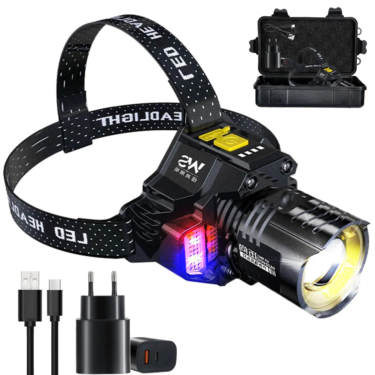 Powerful LED Headlamp Motion Sensor Headlight 18650 Rechargeable Head Flashlights High Power COB Head Lamp Fishing Headlight