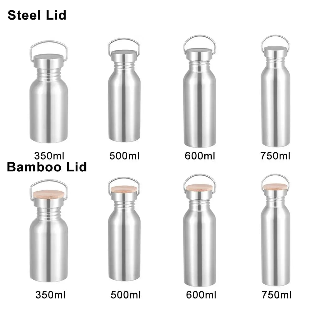 Portable Stainless Steel Bicycle Water Bottle Sports Fitness Single Walled Vacuum Insulated Metal Flask