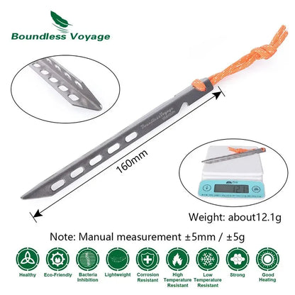 Boundelss Voyage Titanium Tent Pegs Ultralight Tent Stakes Tent Pins Outdoor Tent Accessories Heavy Duty Tent Nails