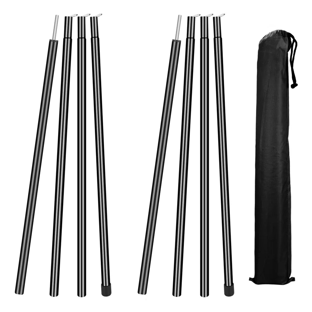 Set of 2 Tent Tarp Poles Universal Telescopic Adjustable Aluminium Camping Awning Poles Tent Accessories for Headroom Canopy