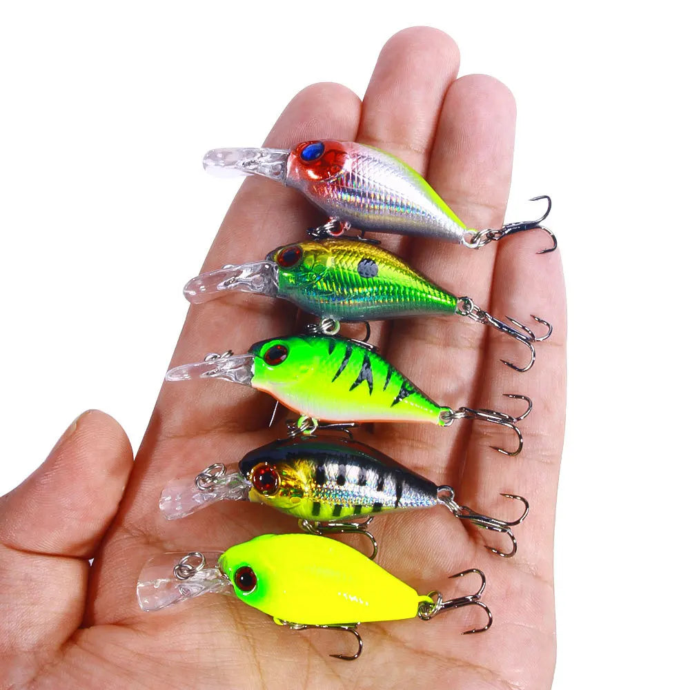 5Pcs Crankbait Rock Fish Bass Fishing Lure Set 4.4g 5cm Artificial Baits Topwater Crank Wobblers For Pike Crankbaits Fishing