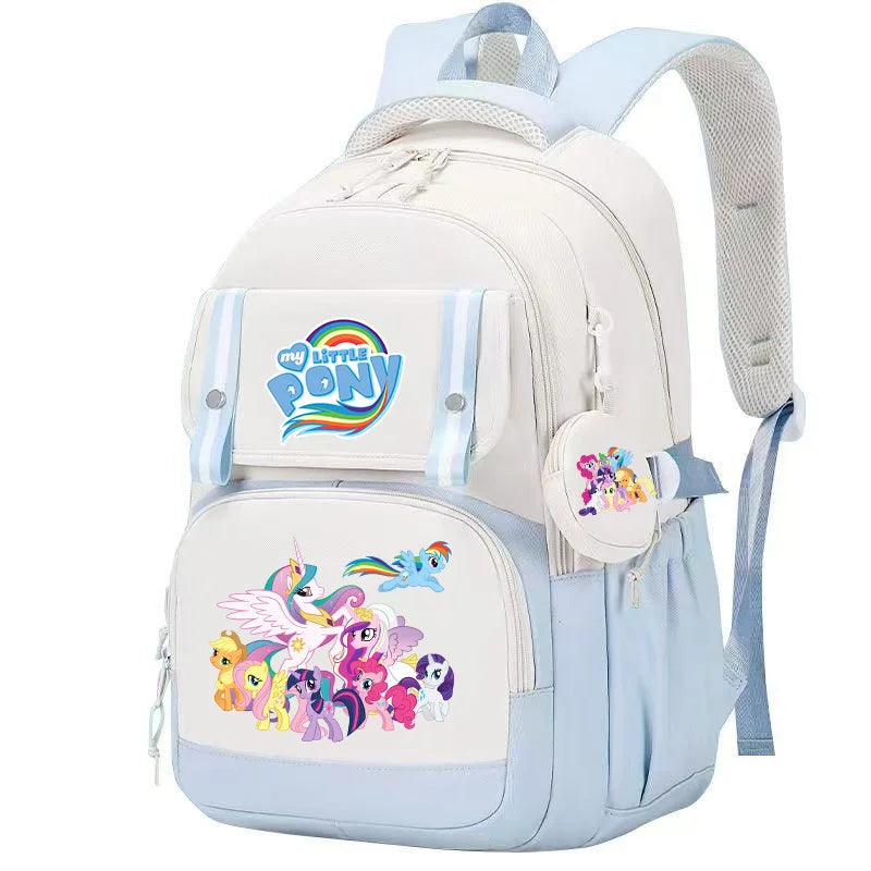My Little Pony Large Capacity Backpack Cartoon Daypack Travel Commute Knapsack Schoolbag for Kids Girls Mochila With Coin Purse