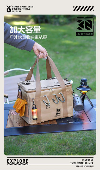 30L/42L/56L Autumn Camping Bag Insulated Waterproof Tactical Foldable Outdoor Picnic Tableware Storage Box Large Capacity Field