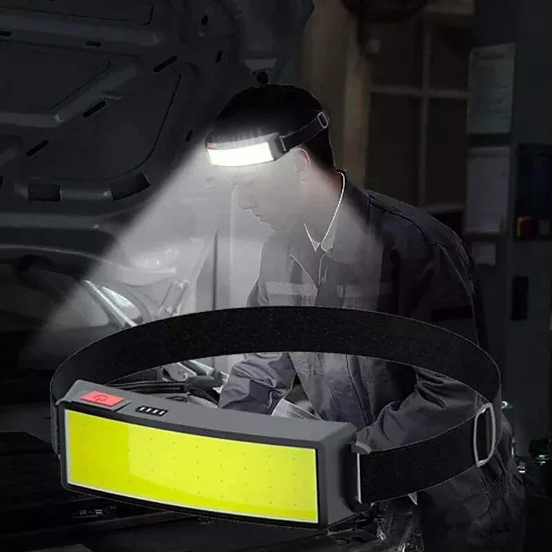 Powerful COB Headlamp Type-c/USB Rechargeable Head Flashlight Built-in Battery Outdoor Fishing Camping Lantern Waterproof Torch