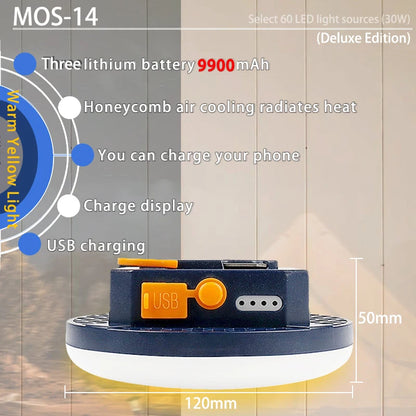 MOSLIGHTING 9900maH LED Outdoor Camping Light Rechargeable Tent Light High Power Strong Light Flashlight IP66 Waterproof Fishing
