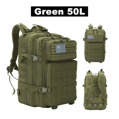 2Q-50L Tactical Backpack Men's Travel Large Capacity Rucksacks Men Waterproof Outdoor 1Sports Multi-functional Bags