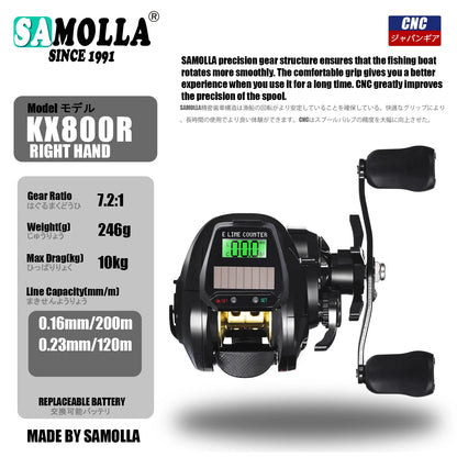 Electronic Baitcasting Reel with LED Line Counter Screen