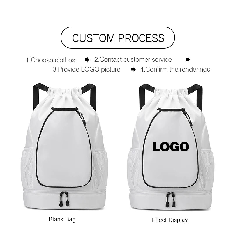 Custom logo outdoor Drawstring Sports Backpack Large Capacity badmintonta bag personality customization waterproof Nylon backpac