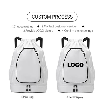 Custom logo outdoor Drawstring Sports Backpack Large Capacity badmintonta bag personality customization waterproof Nylon backpac