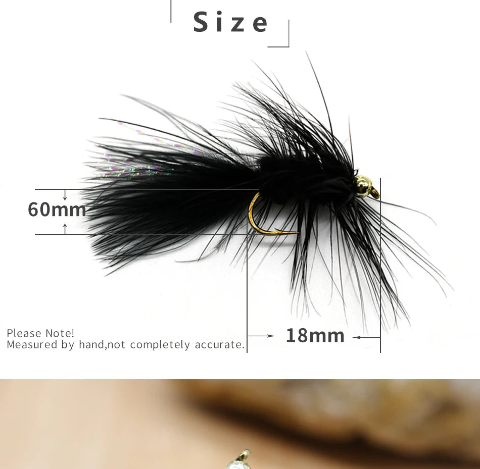 MNFT Black Beadhead Woolly Buggers (10 Pack)
