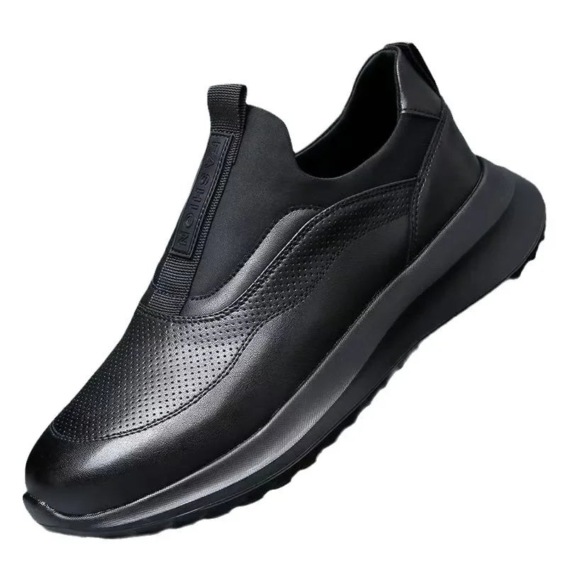 Men’s Platform Slip-On Sneakers – Breathable Vulcanized Running Shoes with Thick Soft Soles
