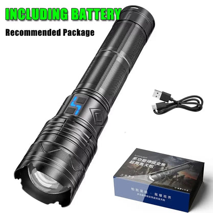 20000LM Super Bright Tactical Flashlight 100W GT60 Long Range Powerful LED Torch USB Rechargeable Using 4 181350A Batteries