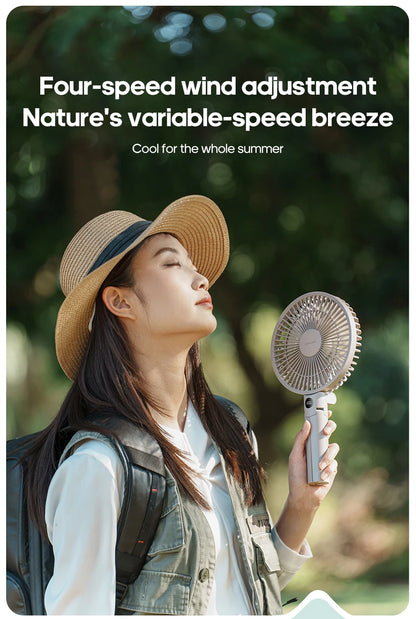 New Portable Folding Handheld Fan 3000mAh Desktop Rechargeable Fan Angle Adjustable for Home Outdoor Travel Camping