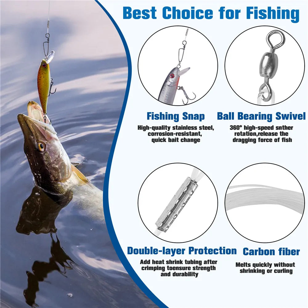 Fluorocarbon Leader Lines with Swivel and Snap (12/24 Pack)