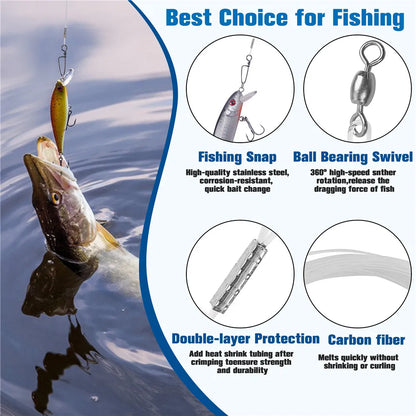 Fluorocarbon Leader Lines with Swivel and Snap (12/24 Pack)