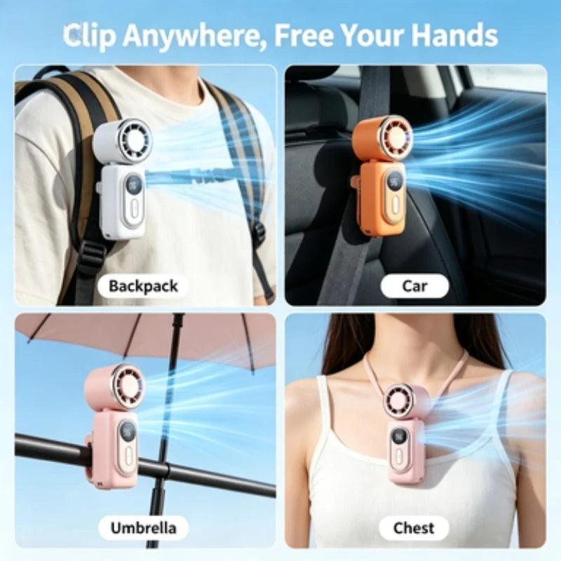 Portable Handheld Fan Mini Clip Fan Umbrella Holder Function Rotatable USB charging Compact Personal Cooling Fan Outdoor Camping