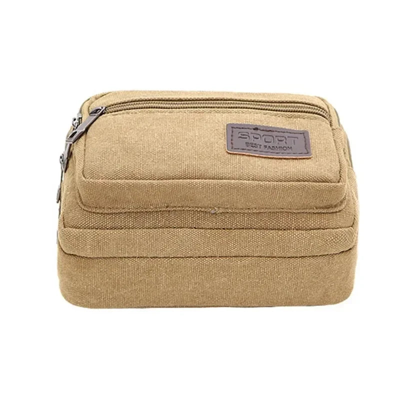 Canvas Waist Bag Outdoor Sports Multifunctional Male Waist Pack High Quality Durable High-capacity Bags Portable Phone Purse