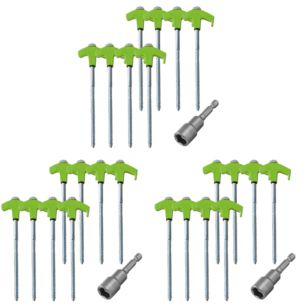 8/24Pcs Camping Pegs Drill In with Hex Socket Stakes Ground Anchors Camping Stakes Tent Ground Nail Screw in Camping Tent Pegs