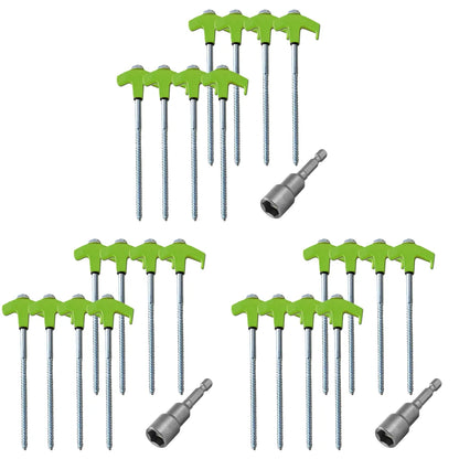 8/24Pcs Camping Pegs Drill In with Hex Socket Stakes Ground Anchors Camping Stakes Tent Ground Nail Screw in Camping Tent Pegs
