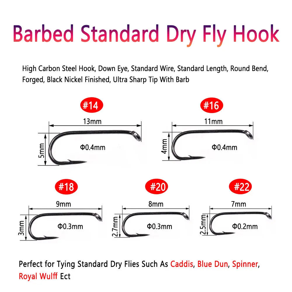 Bimoo 2X Dry Fly Hooks Black Nickel (50/100 Pack)