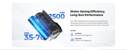 FLEXTAIL Portable Shower Pump, IPX7 Waterproof Pump Head and Hose Set, Rechargeable Water Pump for Camping, Outdoor Shower