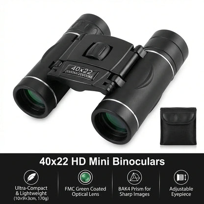 40x22 HD Binoculars with BAK4 FMC: 2000M Long Range Folding Mini Telescope, Ideal for Hunting, Sports, Camping & Travel