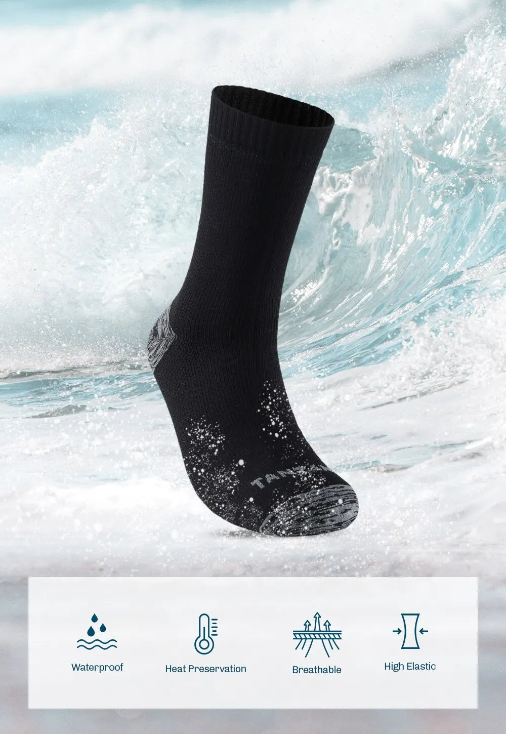 Waterproof Socks for Men Warm Snow Thermal Sports Sock PORELLE MEMBRANES Snowboard Cycling Ski Bicycle Winter Black Blue