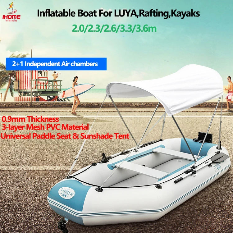 2.0–3.6m Inflatable Boat with Air Deck & Slat Bottom | Heavy-Duty PVC 3-Layer Fishing & Kayak Dinghy Set