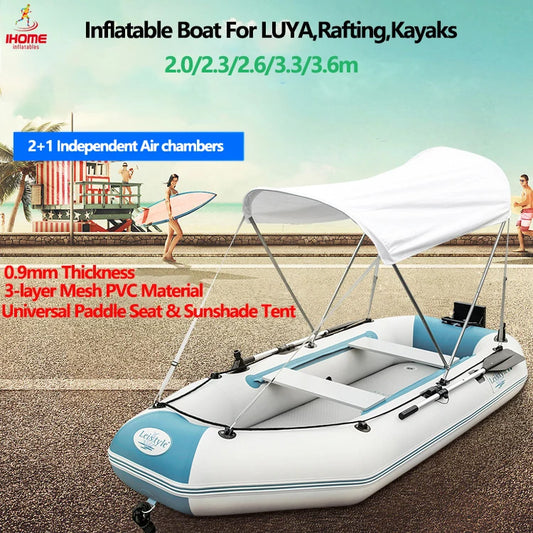 2.0–3.6m Inflatable Boat with Air Deck & Slat Bottom | Heavy-Duty PVC 3-Layer Fishing & Kayak Dinghy Set