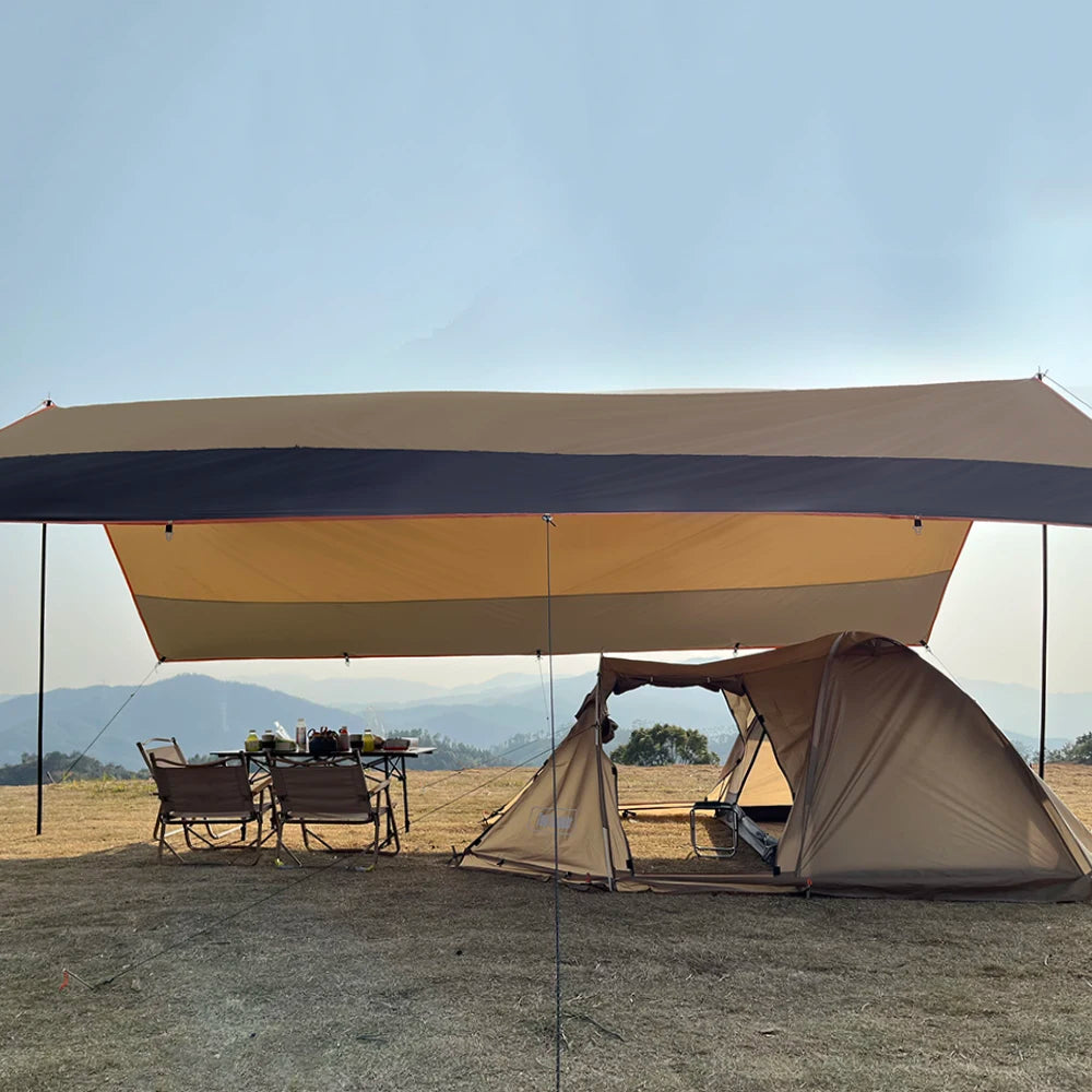 Oxford Large Tarp Waterproof 4x6m Sun Shelter Outdoor Camping Awning Tent Big Tarp Shade Canopy for Family Beach Hiking