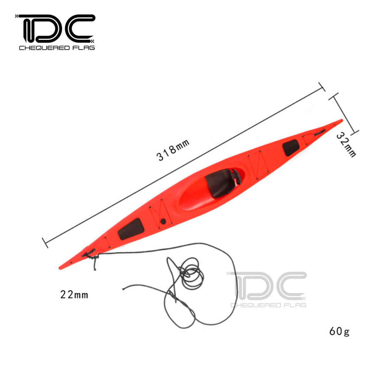 RC Kayak Simulation Boat with Paddle – 1/10 Scale for TRX4, Axial SCX10, D90, D110, Defender & G63 Models
