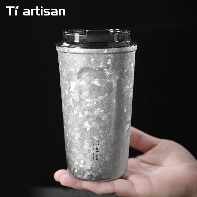 Tiartisan Pure Titanium Vacuum Insulated Cup 400ml / 500ml Double-Wall Coffee Mug Outdoor Camping Lightweight Thermos Cup