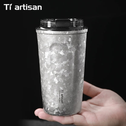 Tiartisan Pure Titanium Vacuum Insulated Cup 400ml / 500ml Double-Wall Coffee Mug Outdoor Camping Lightweight Thermos Cup
