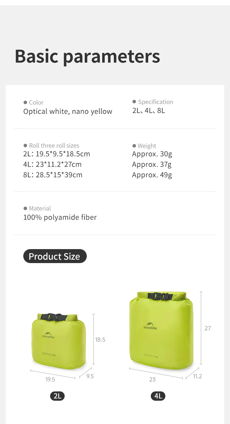 Naturehike Rolled Storage Bag Outdoor Travel Hiking Lightweight Waterproof Vacuum Compression Dispenser Bags Portable Organizer